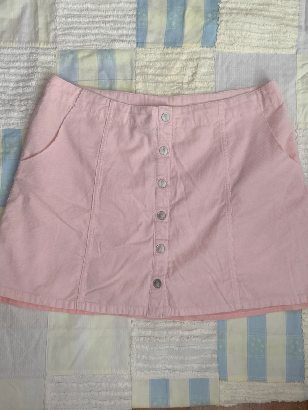 Pink Button-Up Mini Skirt